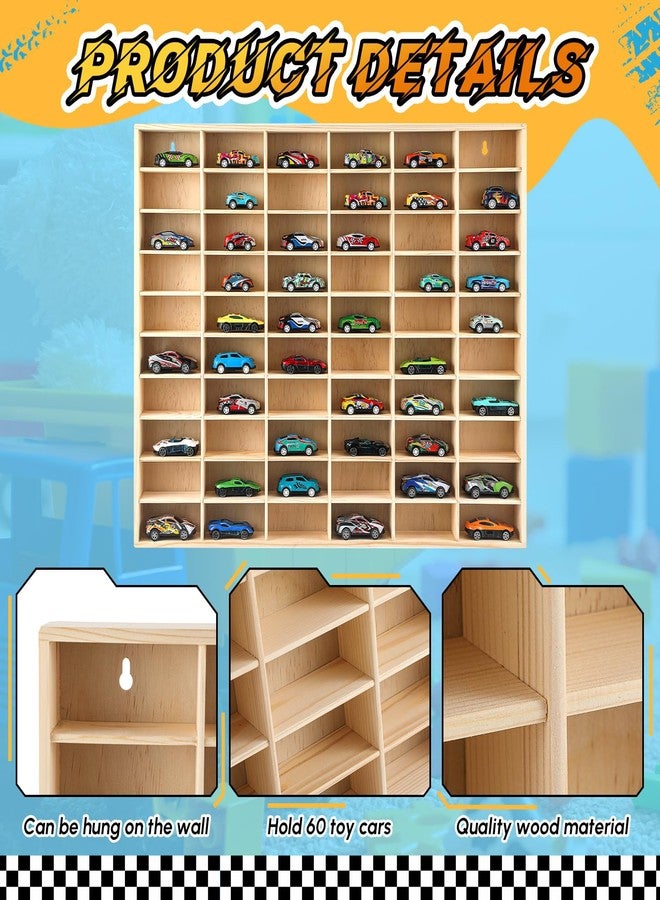 Seenelling Hot 1/64 Diecast Wheels Display Case Holds Toy Cars Wooden Wall Mount Car Display Shelf Storage Organizer Case for Toy Collectibles, Wheel, Model, 10 Layers (60 Spaces) - Image 3